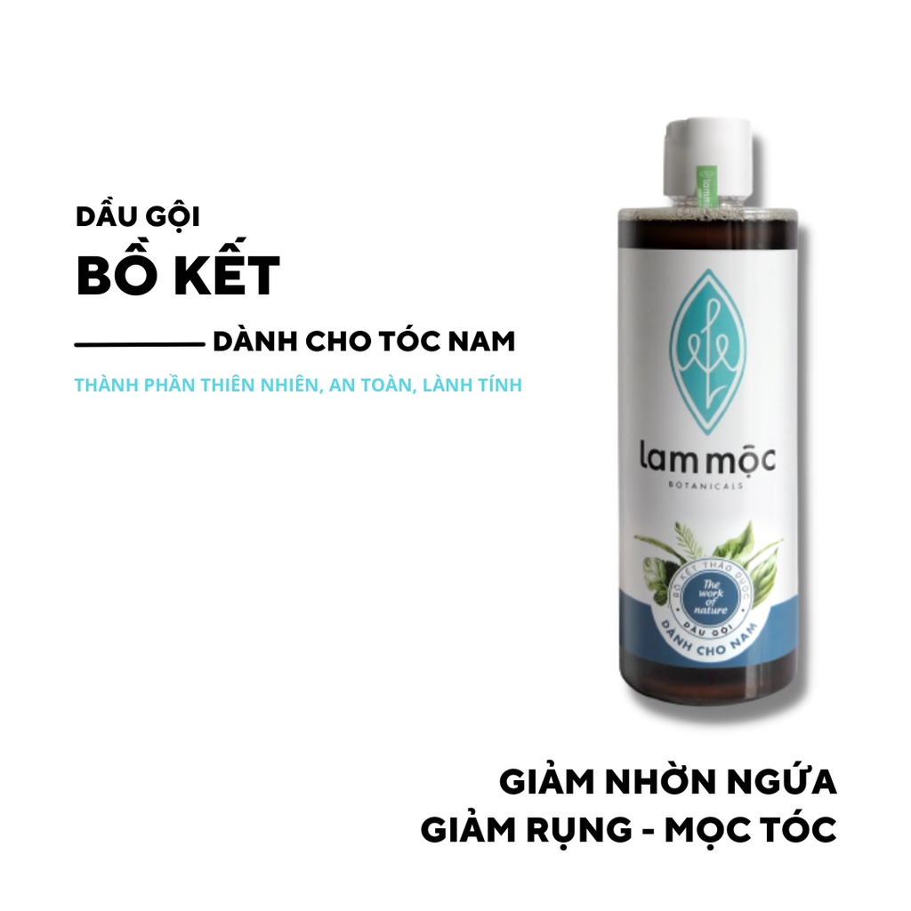 Dầu Gội Bồ Kết Nấu Sẵn - Giảm gàu ngứa, ngăn rụng và kích mọc tóc LAM MỘC - Tóc Nam 500ml