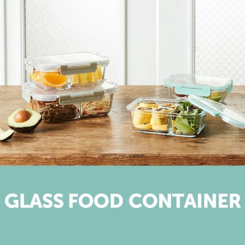 [Lock&Lock] Hộp thủy tinh chia 2 ngăn, 3 ngăn chịu nhiệt Glass Food Container