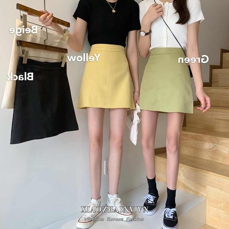 Chân Váy Mini Lưng Cao Phong Cách Hàn Quốc Dễ Phối Đồ Với 4 Màu Tùy Chọn