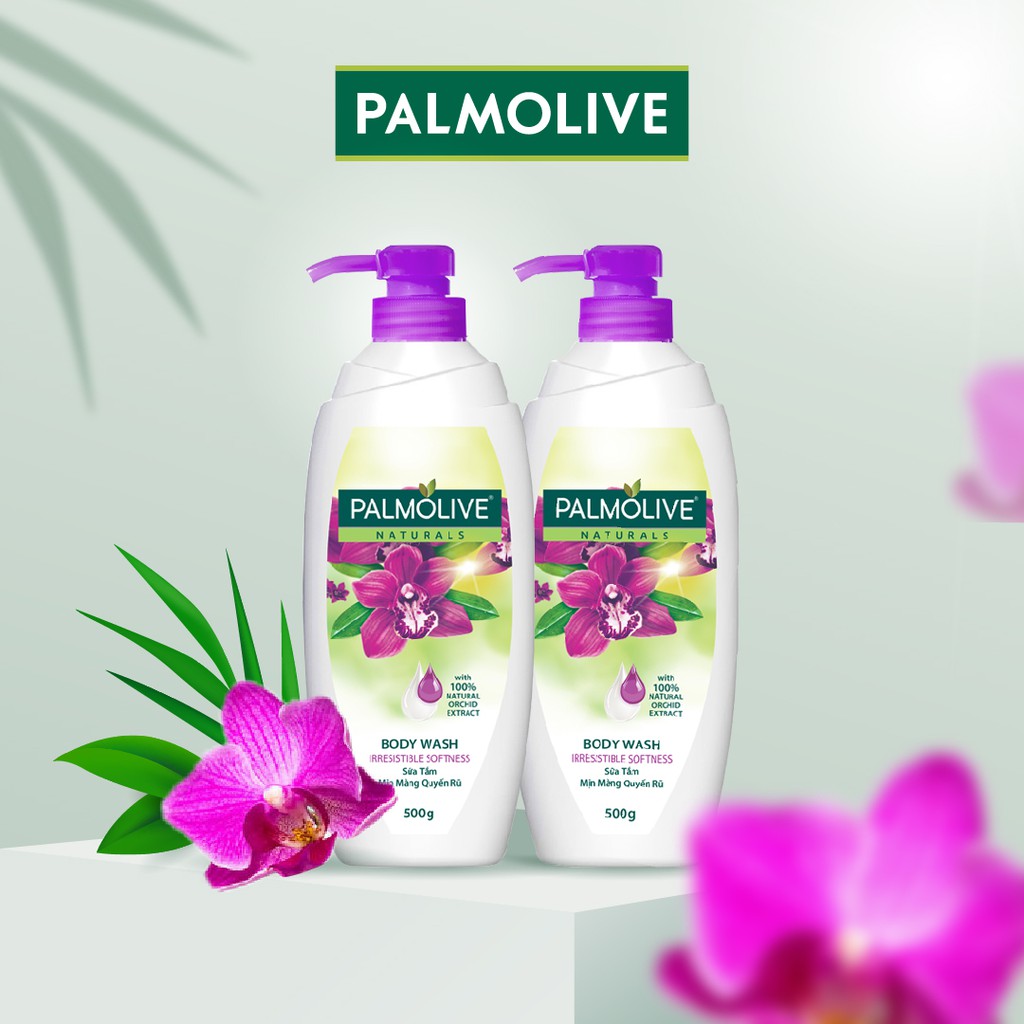 Bộ 2 chai sữa tắm Palmolive mịn màng quyến rũ 100% chiết xuất từ phong lan 500g/chai