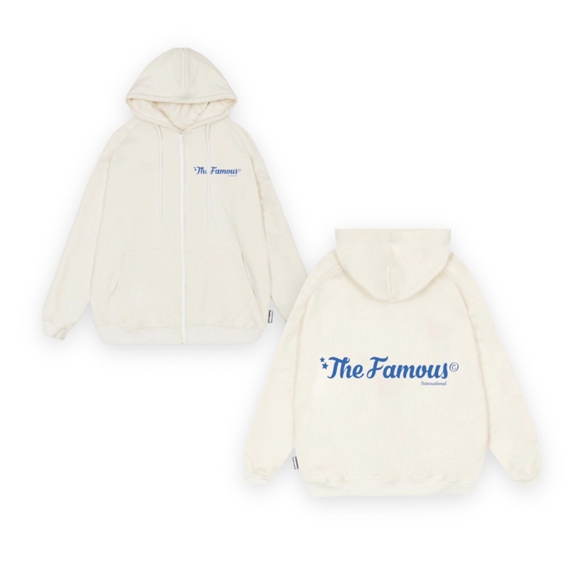Áo khoác hoodie zip nỉ bông mỏng The Famous khoá kéo 1 chiều