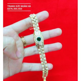 lắc tay dây mềm nữ đá xanh thời trang