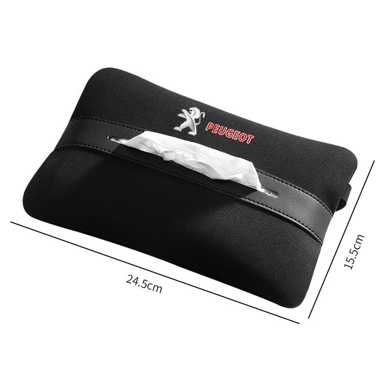 1 Hộp Đựng Khăn Giấy Bằng Da Lộn Gắn Ghế Ngồi Xe Hơi Peugeot 206 207 208 306 307 308 407 408 508 2008 3008