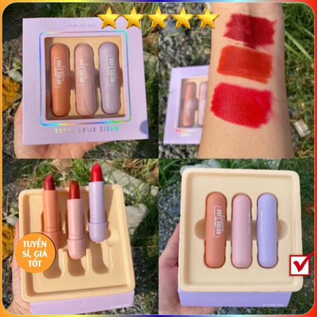 SET 3 Son Sáp Vỏ Tím Pastel Tình Nhân HENGFANG KING DC Lên Màu Chuẩn Bám Lâu Siêu Mới Lạ HOT