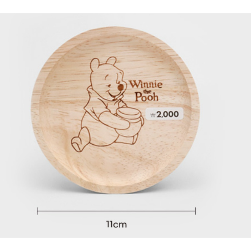 [DAISO Korea] Đế Lót Ly / Khay Vuông Bằng Gỗ Winnie The Pooh