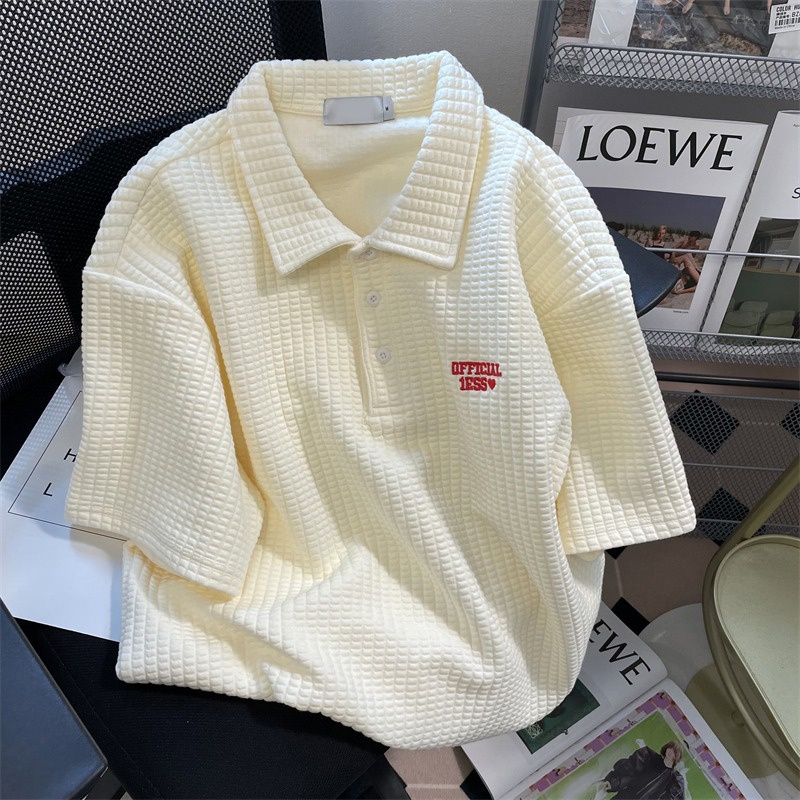 Áo thun xốp polo Official 1ESS - áo thun nữ polo chất thun xốp màu trắng họa tiết thêu chữ SIÊU HOT