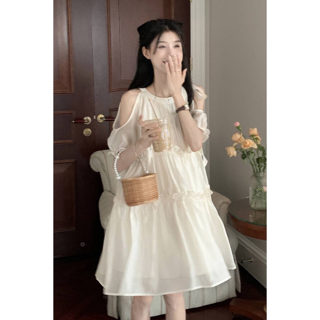 Váy babydoll Đầm Trễ Vai Phong Cách Pháp Thời Trang Mùa Hè 2022 Mới Cho Nữ