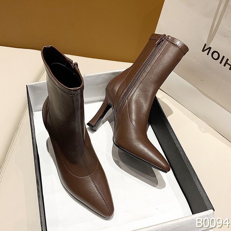 Bốt giày nữ| Bốt lửng da mũi nhọn 8cm sang chảnh HOT 2023
