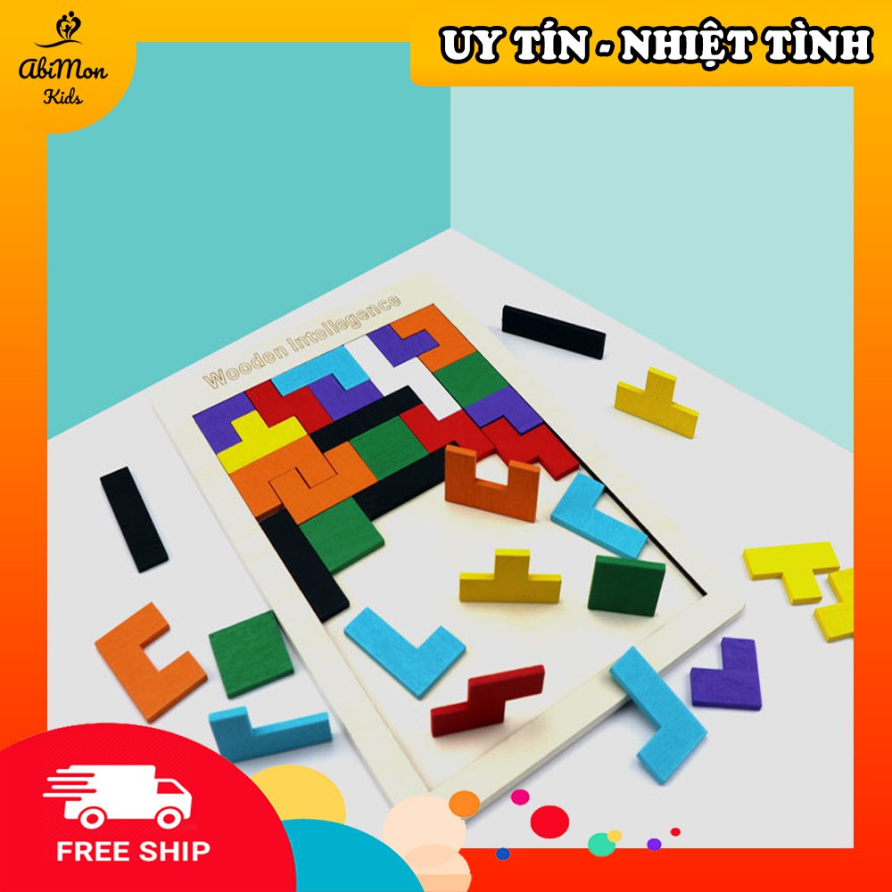 🌻 Xếp Hình Gỗ Wooden Intellegence - Russian Block ☘️ Montessori cao cấp ✨
