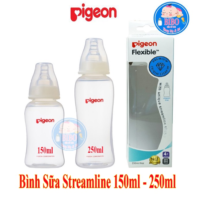 Bình Bú Cho Bé Sơ Sinh, Bình Sữa Cổ Hẹp Pigeon StreamLine 150ML