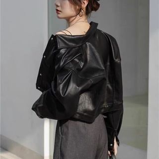 Áo khoác da croptop kiểu dáng hàn quốc