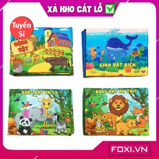 [SALE SẬP SÀN] ComBo 4 Sách Vải Giáo dục mầm non-Chủ đề Động Vật-Dành cho bé Sơ Sinh-kích thích IQ-Trí tưởng tượng