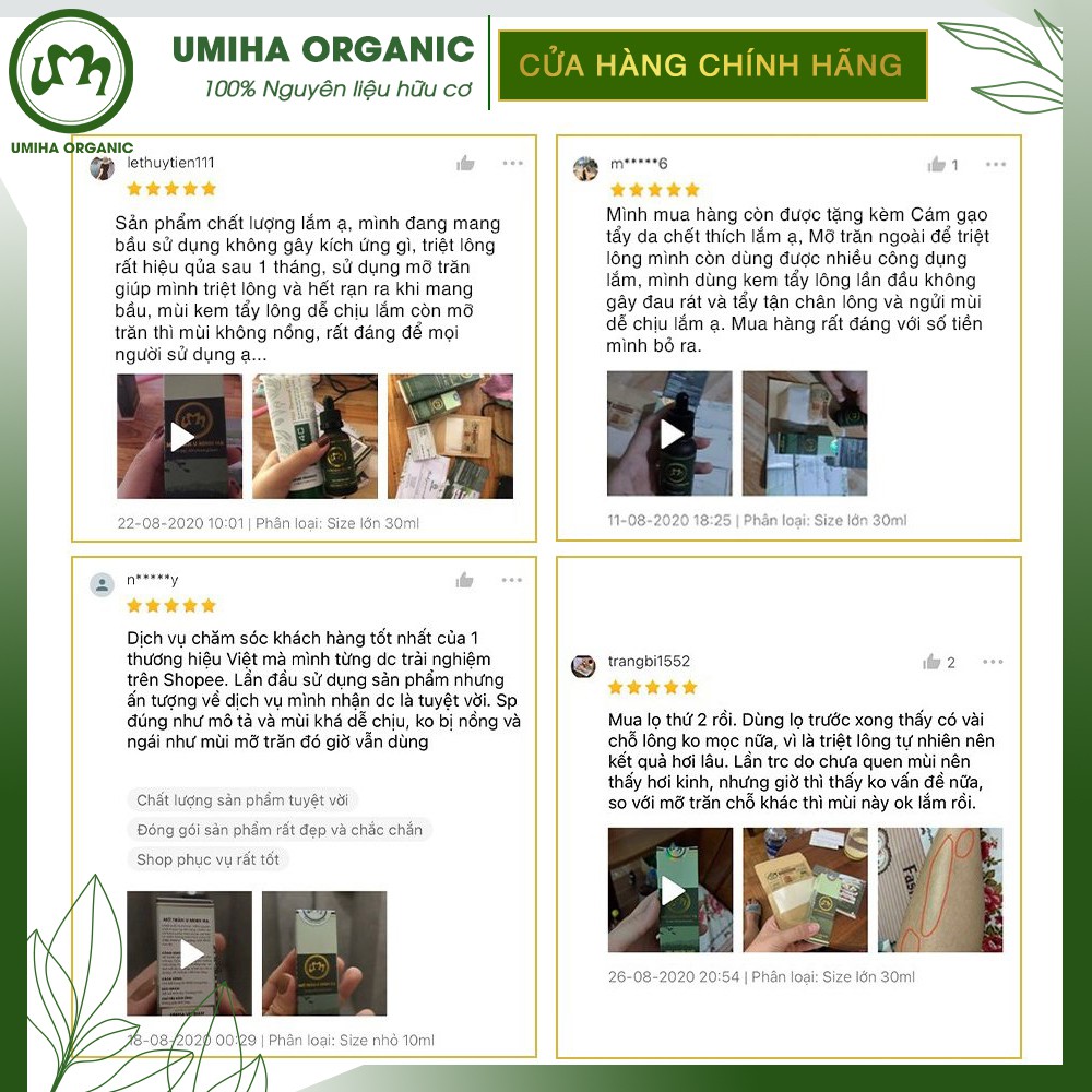 Triệt lông vĩnh viễn UMIHA ORGANIC với Mỡ Trăn U Minh Hạ Bikini, Vùng kín, Chân, Tay, Nách, Ngực, Bụng, Body hiệu quả