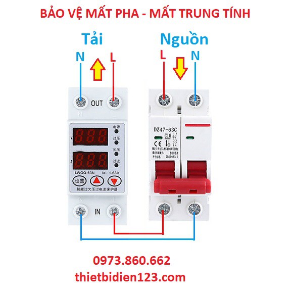 BẢO VỆ MẤT PHA - ĐỨT TRUNG TÍNH - CAO ÁP - THẤP ÁP - 2P 63A