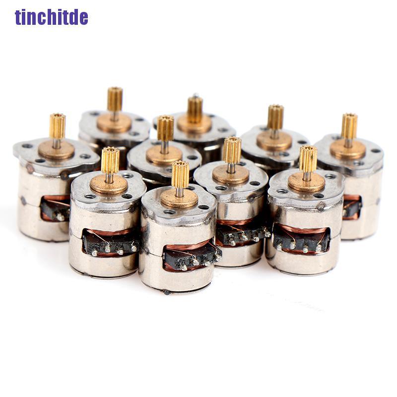 [Tinchitde] 10Pcs 8Mm 2-Phase 4-Wire Stepper Motor Miniature Stepper With 9 Teeth Gear Small [Tin]