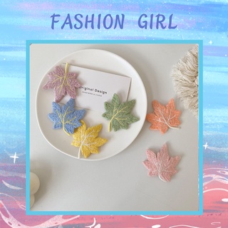 Kẹp Tóc BB Thêu Hình Lá Phong Màu Sắc Đơn Giản Thời Trang Thu Đông Dành Cho Nữ