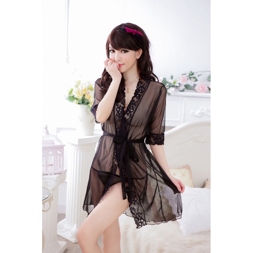 Tặng Kèm Quần Chíp - Áo choàng ngủ ren Xuyên thấu Quyến Rũ | BigBuy360 - bigbuy360.vn