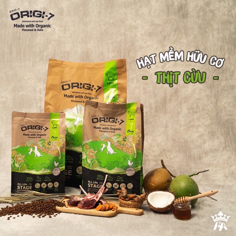 THỨC ĂN HẠT MỀM HỮU CƠ ORIGI-7, 100% REAL MEAT, 70% ORGANIC.