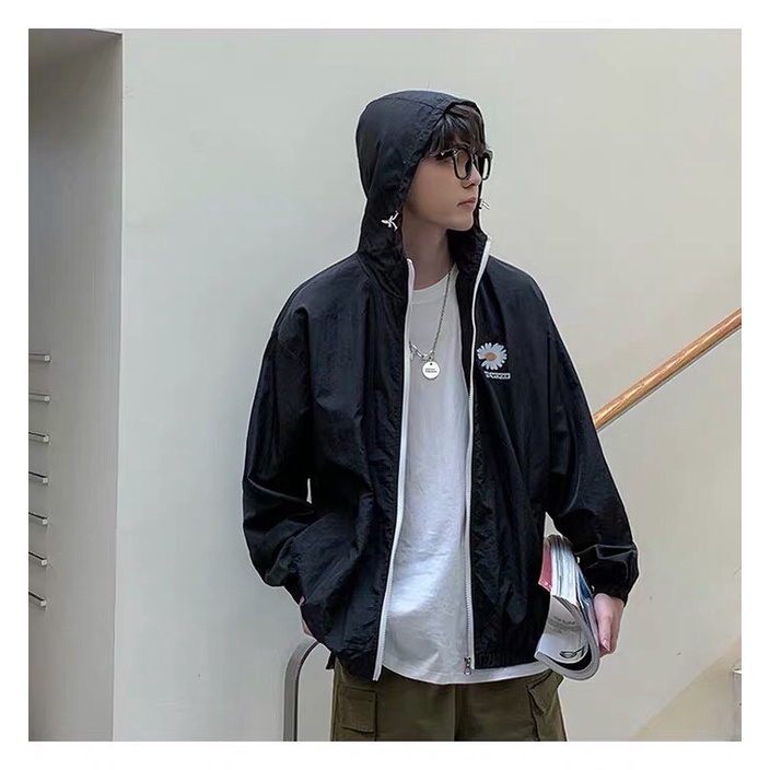 Áo khoác dù Unsiex nam/nữ in hình bông hoa cúc trắng dễ thương - TP01 [NewUnisex]