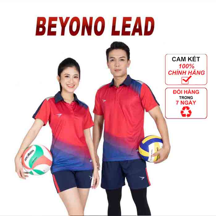 Bộ Bóng Chuyền cổ bẻ BEYONO LEAD Nam Nữ, thấm hút mồ hôi, thoáng mát - Đỏ