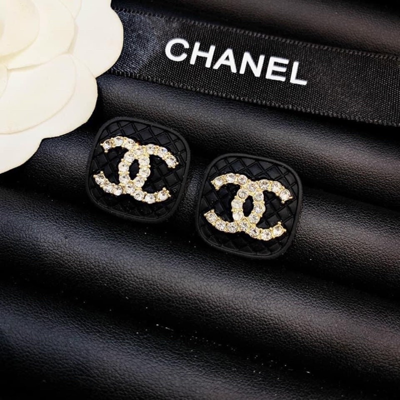Bông tai, khuyên tai thương hiệu chữ X Chanel đen cao cấp dáng tròn 🍓