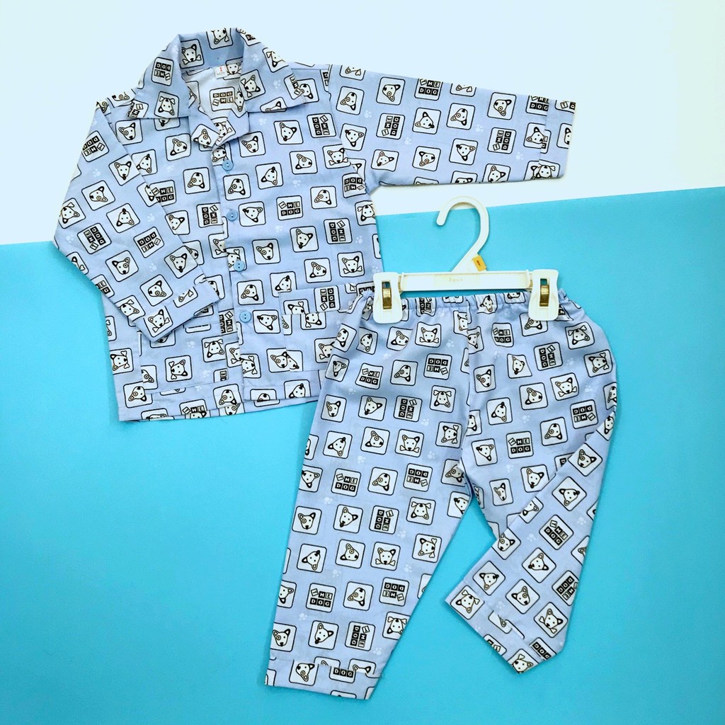 Pijama Vải Kate thái cho bé hình Cún nhỏ size 10-40kg