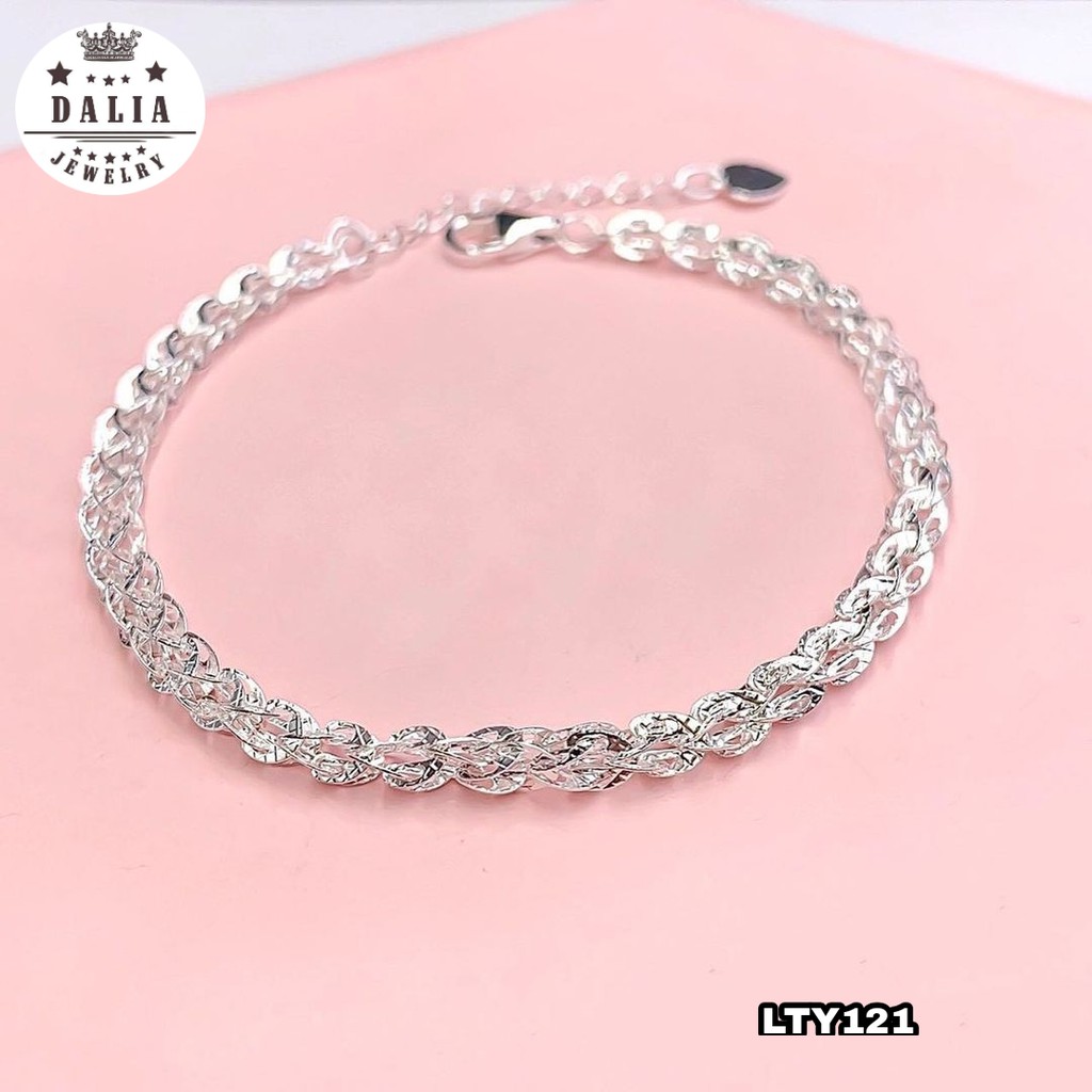 Lắc tay nữ bạc ý cao cấp DaLiA Jewelry xếp lá dày dặn