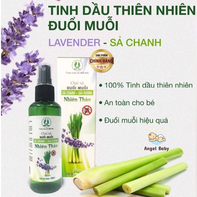 Tinh Dầu Đuỗi Muỗi, Tinh Dầu Xả Lavender Dạng Xịt Lên Da, An Toàn Cho Bé Và Người Lớn