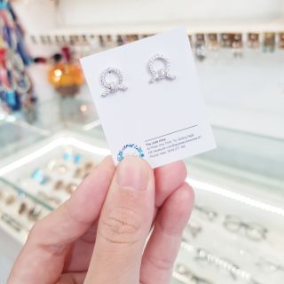 Khuyên tai bạc S925 hình tròn chéo