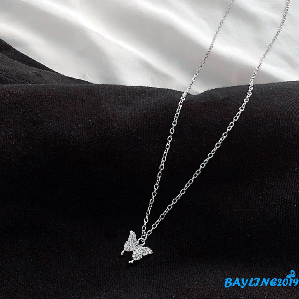 Dây chuyền hai lớp mặt hình bướm đính đá thời trang dành cho nữ