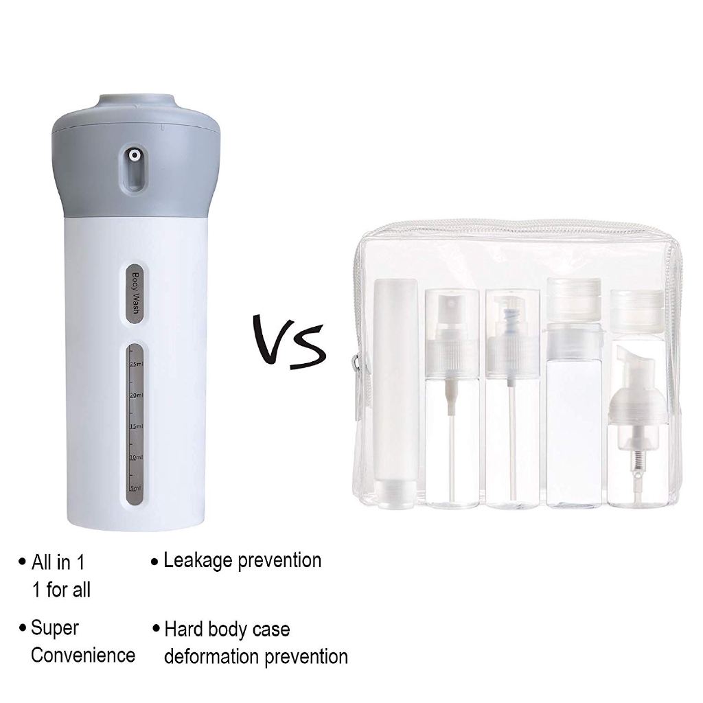 Bộ Chai Du lịch Bộ 4 trong 1 Có Tổ chức Chống rò rỉ Kích thước Du lịch Đồ dùng vệ sinh Có thể đổ đầy chất lỏng / Lotio