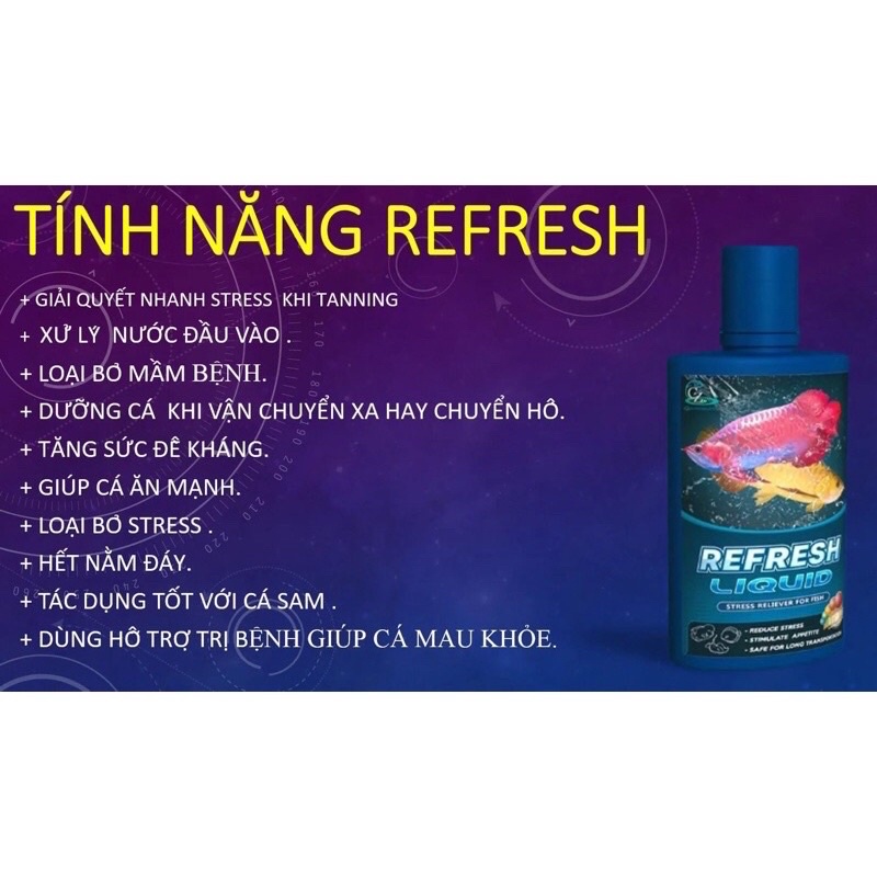 DUNG DỊCH VITAMIN REFRESH LIQUID 100ml cho cá cảnh dưỡng cá và chống stress (Hàng Công Ty - Cá Cưng)