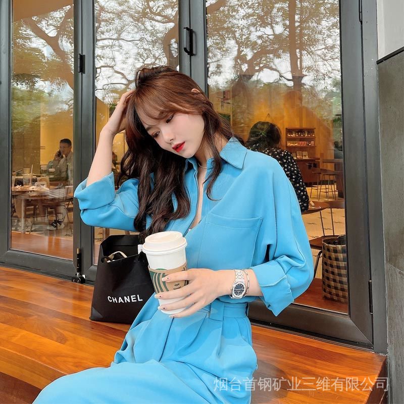 Jumpsuit Vải Voan Ống Rộng Phong Cách Hàn Quốc Thời Trang Mùa Hè 2022 Dành Cho Nữ