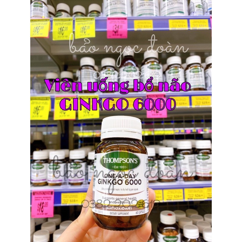 60 viên bổ não Thompson’s Ginkgo 6000 bill úc
