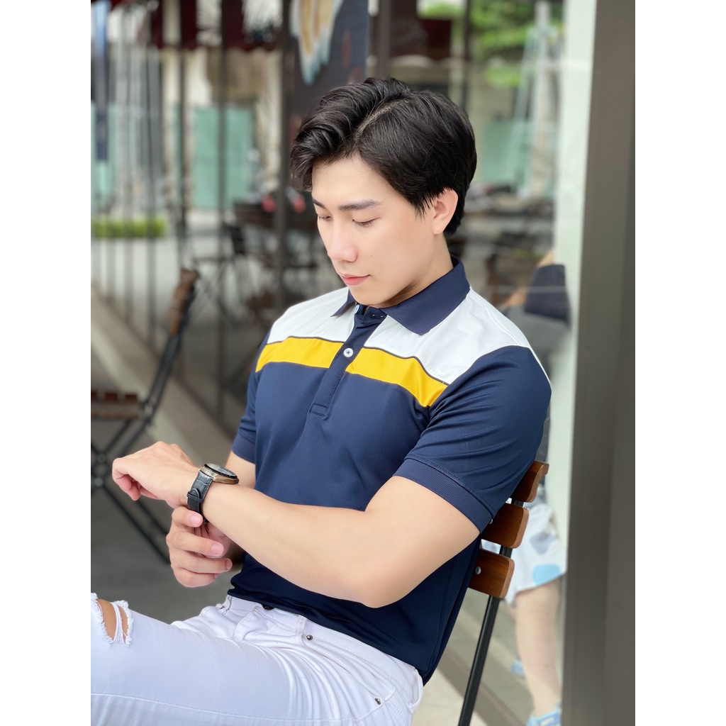 Áo polo nam cổ bẻ phối vai 2 màu chất vải cá sấu Cotton xuất xịn,chuẩn form, sang trọng - thanh lịch TB046