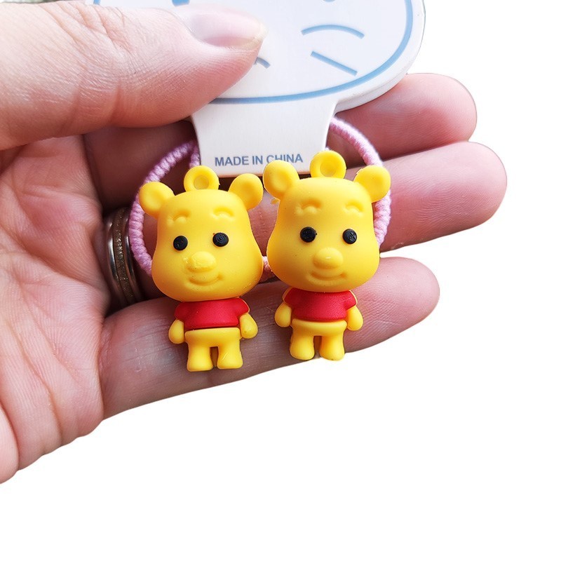 Set 2 Dây Cột Tóc Đính Gấu Pooh/Minnie Dễ Thương Cho Bé
