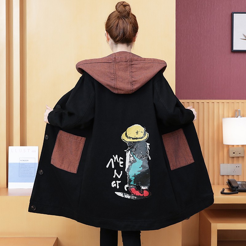 2021 denim jacket women's spring and autumn Women's Mid-length Korean style loose fashion casual windbreaker large size