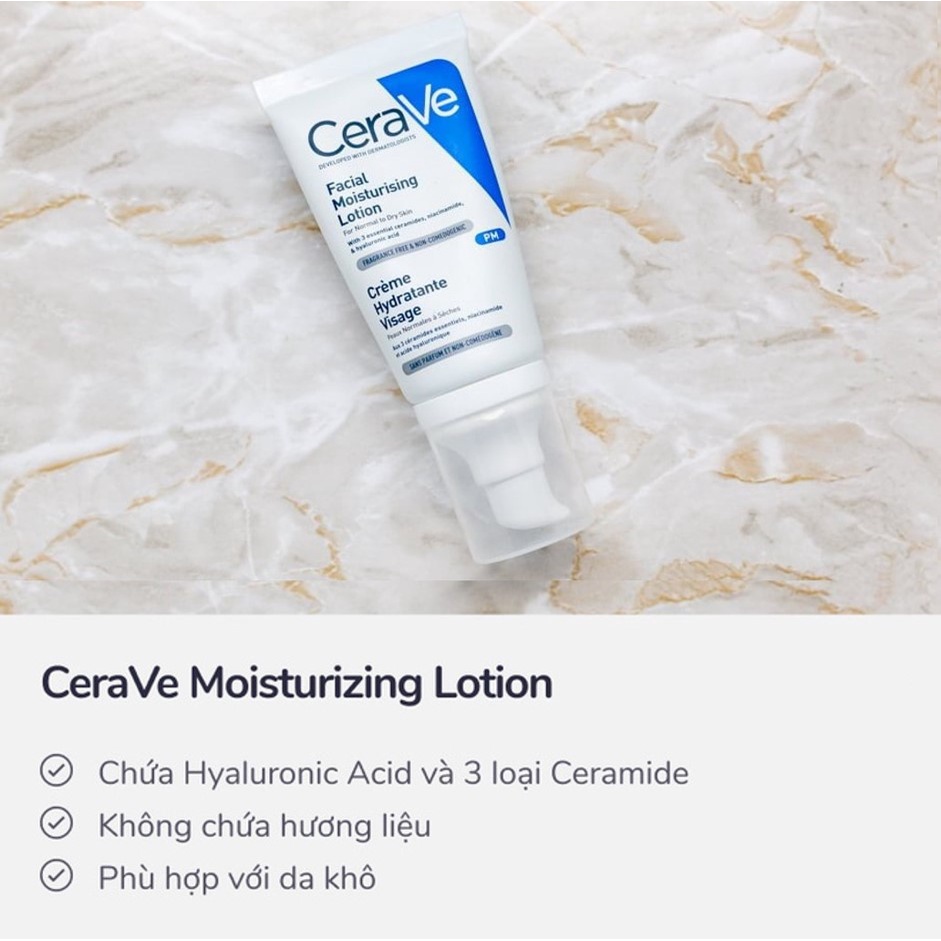 Sữa Dưỡng Ẩm Cerave Facial Moisturising Lotion 52ml - Bảo vệ da, ngăn ngừa lão hóa, da căng bóng mịn màng