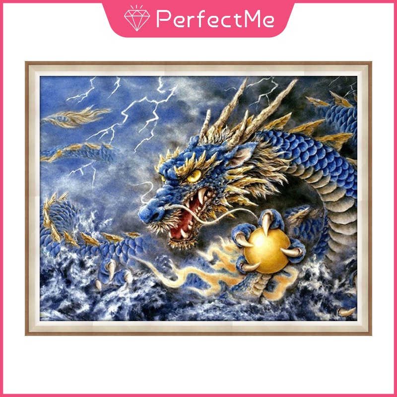 Bộ Tranh Đính Đá 5D Tự Làm Hình Rồng 50x40cm Trang Trí Nhà Cửa