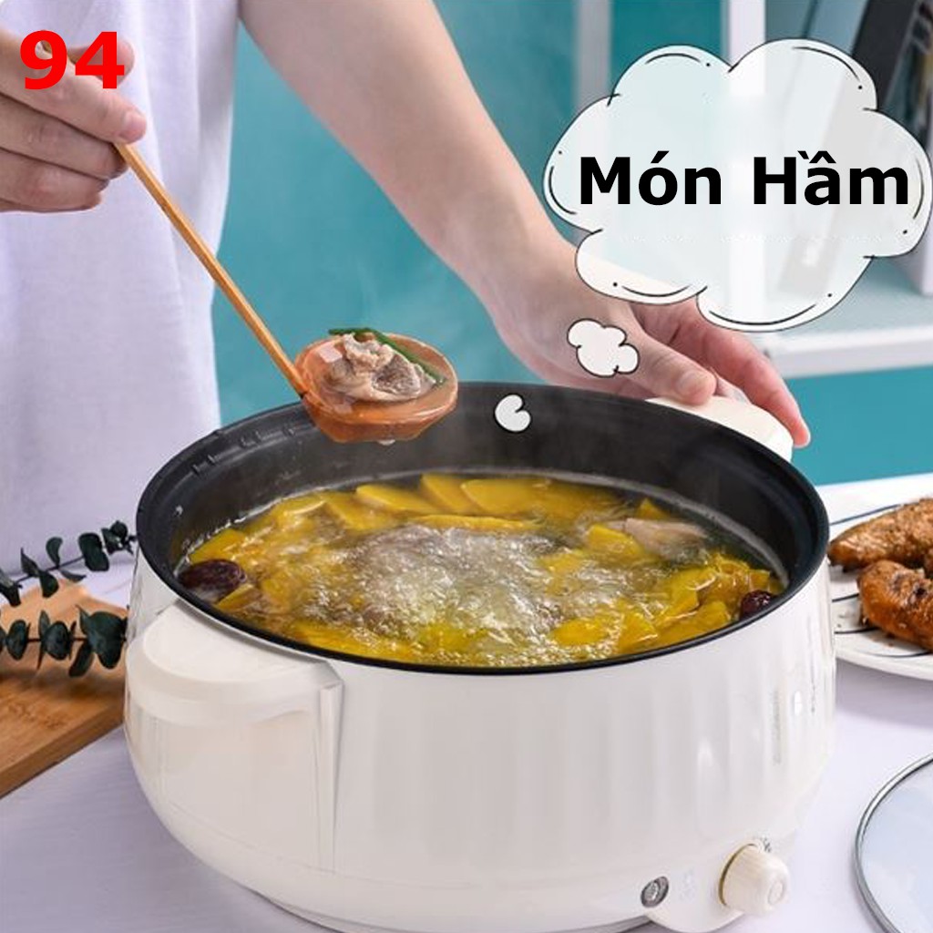 Nồi Lẩu Mini Đa Năng Tích Hợp (Lẩu, hấp, chiên, rán, xào, luộc, hầm, om) Chống Dính Tặng Kèm 7 Món Dụng Cụ Tiện Lợi