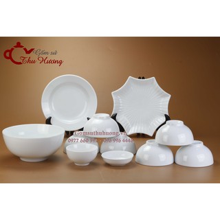 Bộ đồ ăn Bát Tràng men trắng (chọn 6 set)