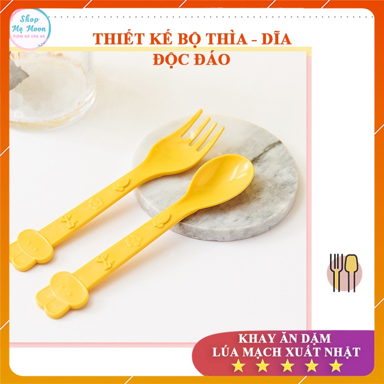 Set Đồ Ăn Dặm Cho Bé 6 Chi Tiết - Đồ Dùng Ăn Dặm Lúa Mạch An Toàn, Dễ Thương