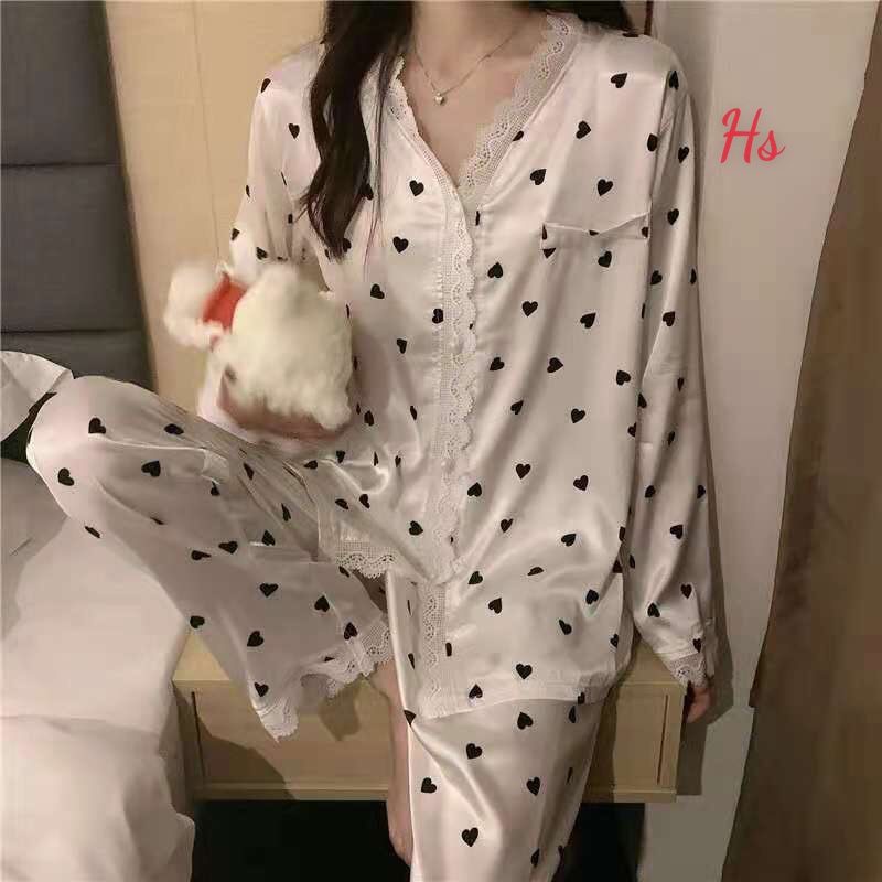 Bộ trái tim viền ren , chất liệu kate trơn SP000806