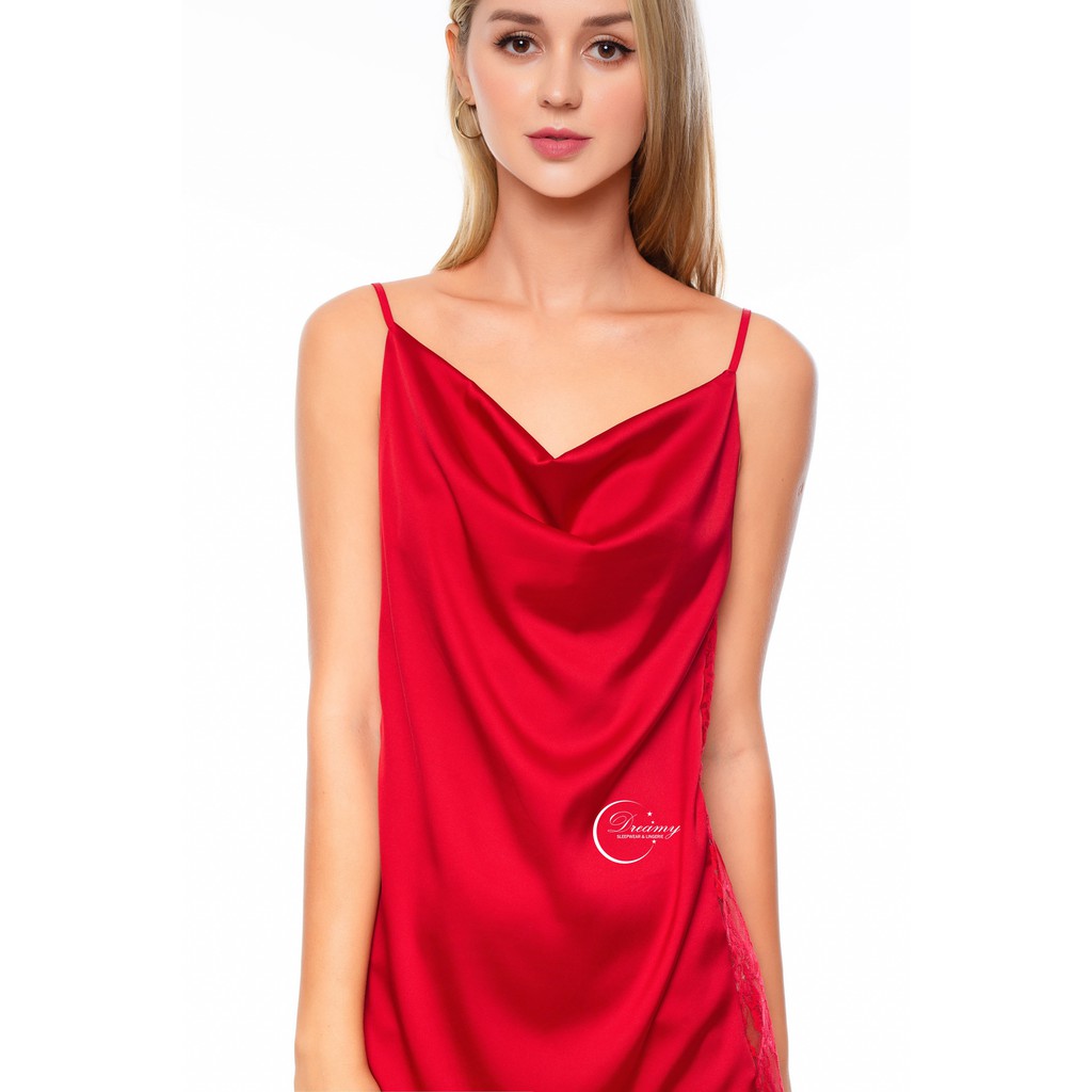 DREAMY VS09-70 Váy Ngủ Lụa Cao Cấp Hai Dây Cổ Đổ Cuốn Hút | BigBuy360 - bigbuy360.vn