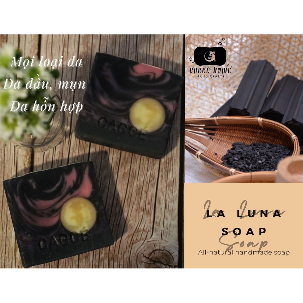 [HCM] Xà phòng da nhờn, mụn than tre hoạt tính La Luna Caccé Home (xà phòng thiên nhiên Handmade) | BigBuy360 - bigbuy360.vn