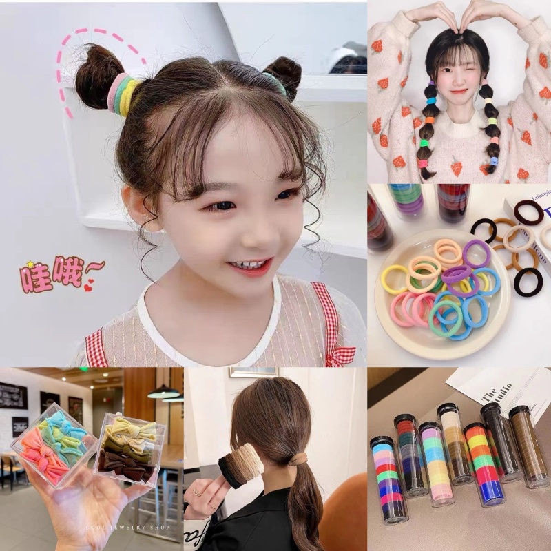 Set 20 Dây Buộc Tóc Cao Su Co Giãn Không Làm Tổn Thương Tóc Không Làm Đau Phong Cách Hàn Quốc Cho Nữ Dây Cột Tóc Đơn Giản Xinh Xắn Cho Nữ