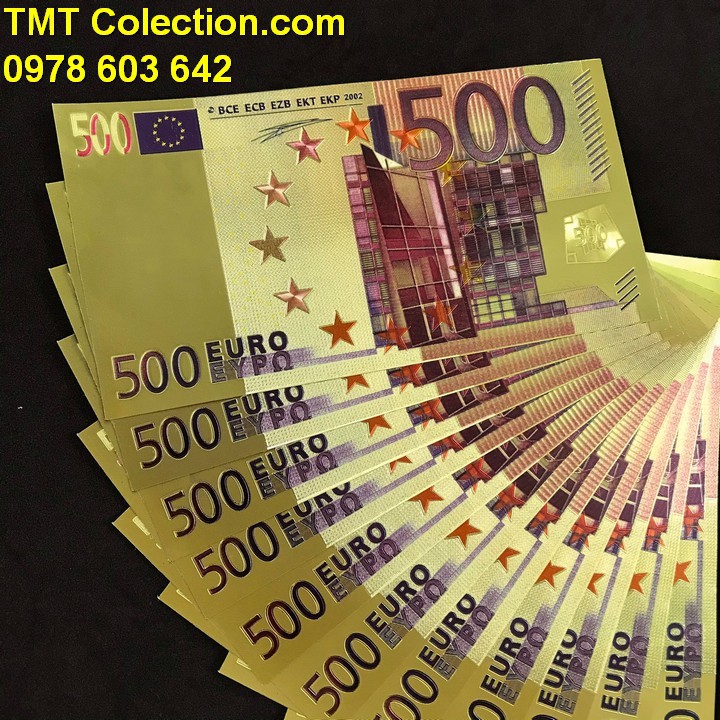 Tiền 500 EURO mạ vàng, chất liệu Nhựa Plastic, dùng để trang trí, lưu niệm, làm kỷ niệm, làm quà tặng thú vị - SP000146