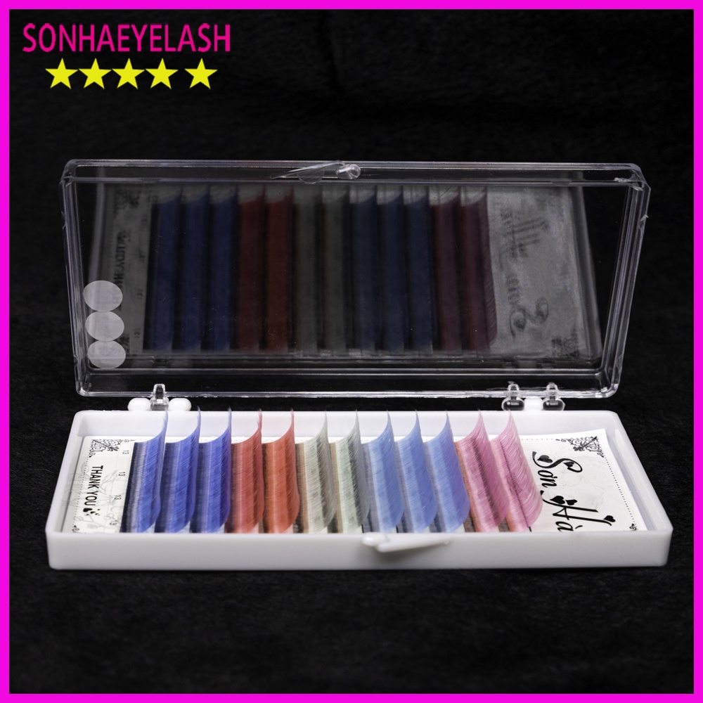 Mi màu Sơn Hà, chất silk Hàn, mềm dễ bắt keo, dùng để nối volume, classic, Sơn Hà eyelash chuyên sỉ lẻ dụng cụ mi