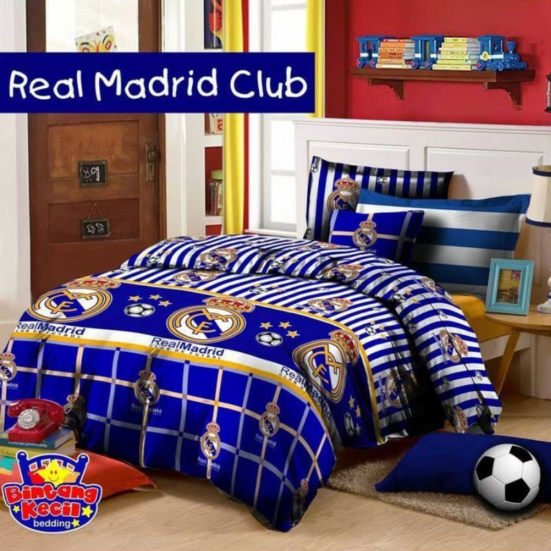 Ga Trải Giường Vải Cotton Lanh In Logo Câu Lạc Bộ Real Madrid