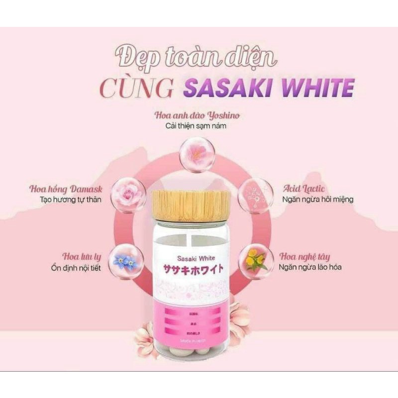 [CHÍNH HÃNG] COMBO Sasaki White Gluthation giúp trắng da, tạo mùi thơm cơ thể thơm lọ 60 viên #MYPHAMGIARE